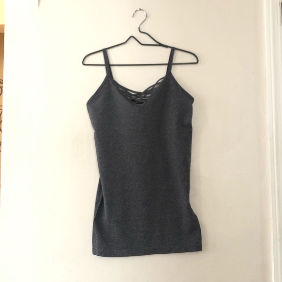 Zenana Outfitters Tops Zenana Plus Size Seamless Gray Adjustable Triple Criss Cross Cage